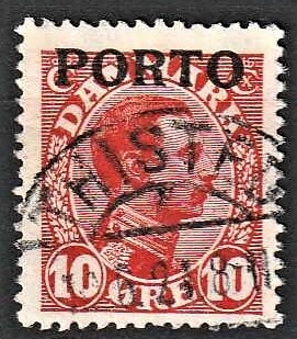 FRIMÆRKER DANMARK | 1921 - AFA 4 - 10 øre rød - Stemplet Thisted